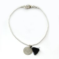 Ava bracelet ♥ mandala & tassel black silver